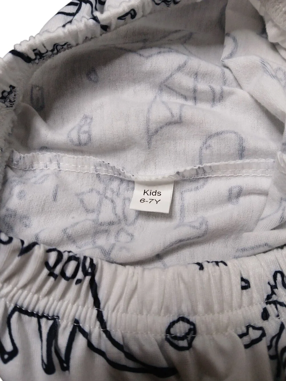 Kids White & Navy Dinosaur Pajama Pants